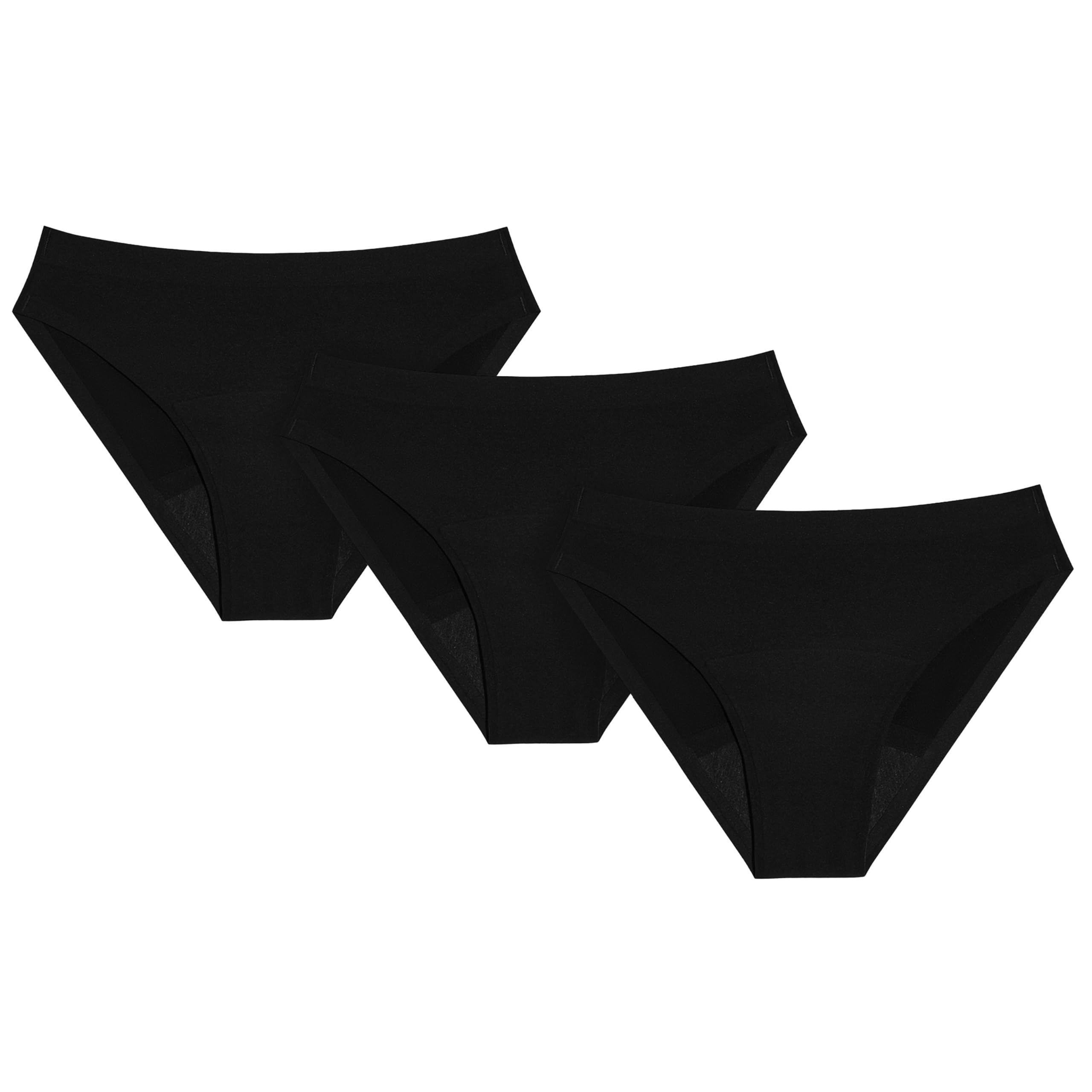 KNIX Kt Teen Super Leakproof Bikini - Period Underwear for Teens - Light, Breathable Underwear Fabric - Tampon & Menstrual Product Alternative - Black, Large (3 Pack)