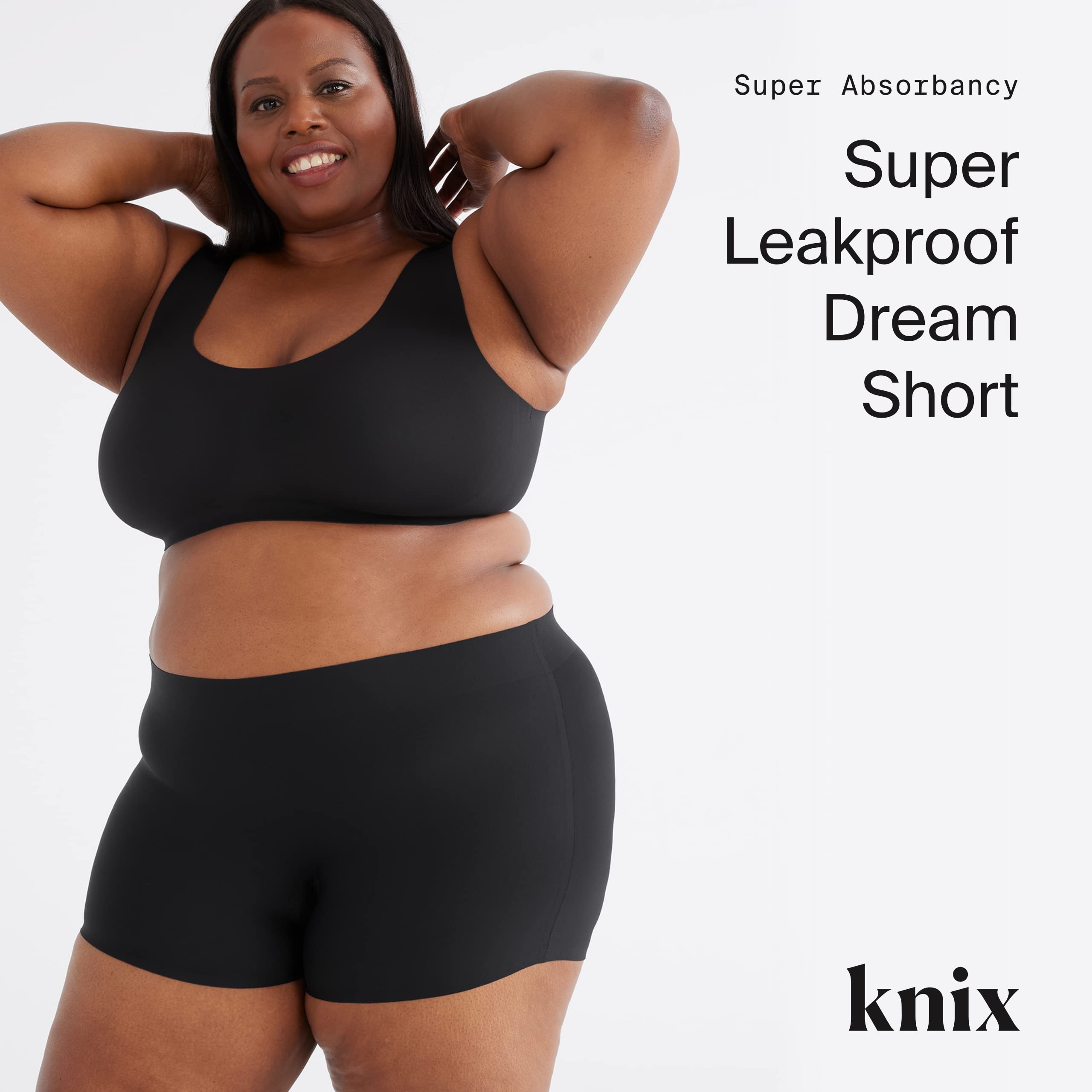 KNIX Super Leakproof Dream Short - Period Underwear or Pajamas for Women - Black (3 Pack)