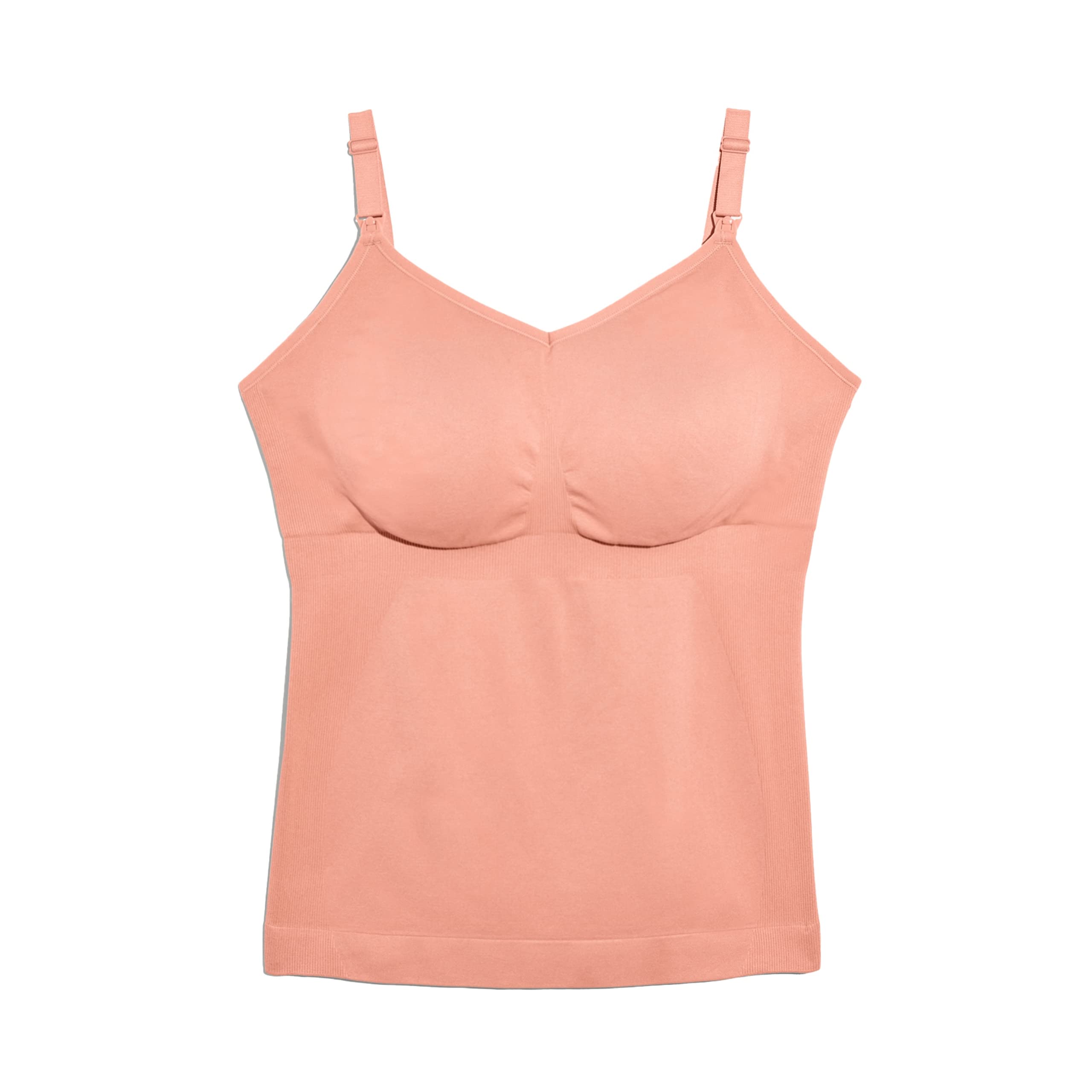 KNIX Seamless BlissFit Leakproof Nursing Tank - Wireless, Seamless Spandex Maternity Bra Top for Breastfeeding Women - Pink Ginger, X-Large Plus (38E-G)