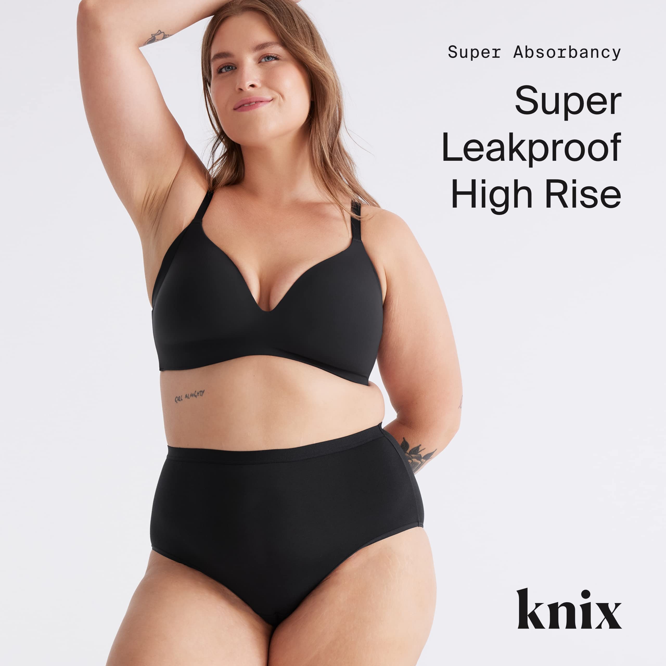 KNIX Super Leakproof High Rise Period Underwear for Women, Machine Washable, Reusable (1 Pack)